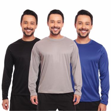 Imagem de Kit 3 Camisas Segunda Pele Proteção Solar Uv Térmica Corrida Bike-Masculino