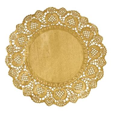 Imagem de Phantomon 200 peças de papel de renda dourada de 30 cm – Jogo americano descartável de folha dourada para bolos, exibição de sobremesa, mesa de jantar, casamentos, festas de aniversário