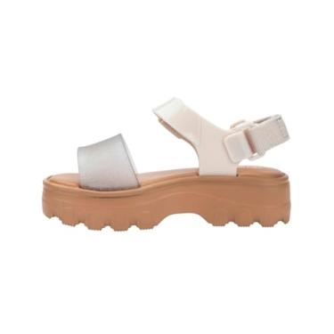 Imagem de mini melissa Sandálias de plataforma Kick Off para crianças - Sandálias de gelatina de plataforma grossa para meninas, sapatos infantis de verão, sandálias para meninas, Bege/Glitter, 1 Big Kid