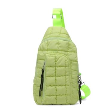Imagem de Bolsa tiracolo acolchoada para mulheres, puffer, ombro, peito, pochete, Verde, Estética da moda