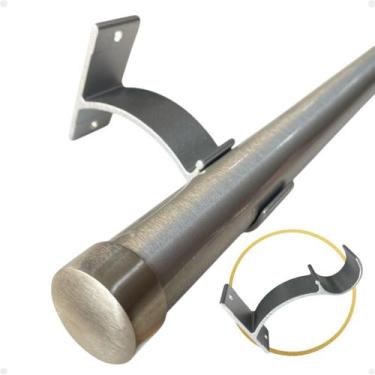 Imagem de Kit 5 Suporte Perfil Parede Varão Comum Ilhós 19mm Cortina Argola Inst