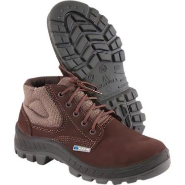 Imagem de Botina Segurança Nobuck Café com Cadarço Bico Plástico Marluvas EPI Se