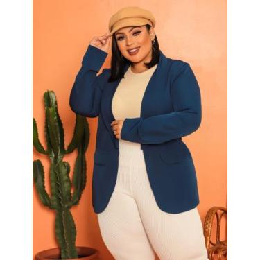 Imagem de Blazer Plus Size Alfaiataria Casaco Manga Longa Feminino - Rezes Moda,