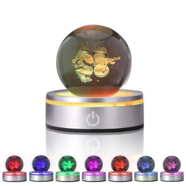 Imagem de OSQI Bola de cristal 3D luz noturna Papai Noel - Lâmpada de bola de cristal para crianças, base redonda com controle de toque que muda de cor LED, lembrancinhas de aniversário de Natal para amigos e