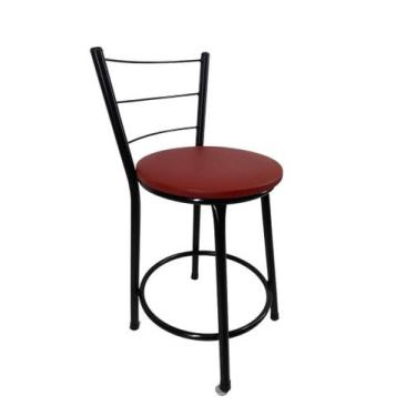 Imagem de Banqueta Baixa Encosto Estofada Bar Balcão Cozinha Preto - FortMix, Ve