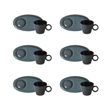Imagem de Conjunto de Xícaras de Café com Pires Oval Porto Brasil Neo Night Sky 110ml - 6 Peças