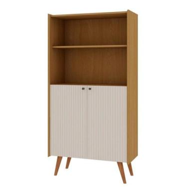 Imagem de Estante Livreiro com Molduras Detalhes em 45 100% Mdf e 2 Portas Pés e