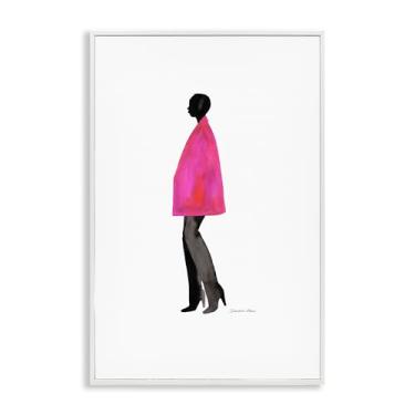 Imagem de Stupell Industries Design de arte giclée emoldurado branco com revestimento rosa fúcsia por Simone Elum, 76 x 50 cm