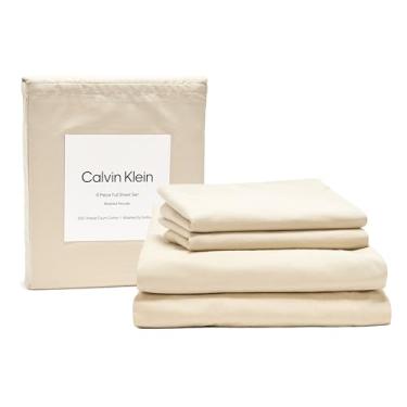 Imagem de Calvin Klein - Lençóis de casal, roupa de cama de percal de algodão lavado com fronhas combinando, bolsos profundos, certificado Oeko-Tex (verde percal lavado)
