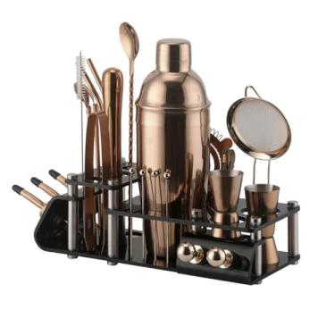 Imagem de ZZTWER Kit de bartender, 24 peças, kit de barman de aço inoxidável, ferramentas de bartender, ferramentas de mistura de utensílios de bar, conjunto de coqueteleira para bar e coqueteleira