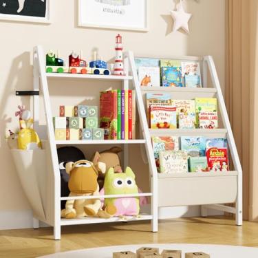 Imagem de KIDINIX Estante infantil e organizador de brinquedos, estante infantil Montessori de 3 andares, prateleira de livros infantis para quartos de crianças, sala de jogos, quarto, berçário, branco