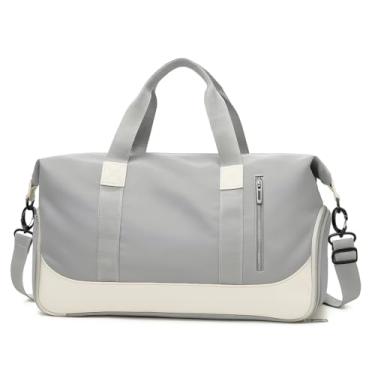Imagem de Bolsa de Viagem Esportiva, Mala de Mão com Alça Transversal, Grande Capacidade para Academia e Viagens (Cinza)