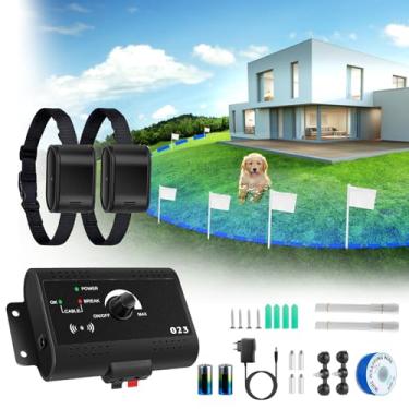 Imagem de Zorpupoa Cerca elétrica atualizada para cães, sistema de contenção de animais de estimação com receptor de coleira de treinamento à prova d'água, cerca elétrica acima do solo para cães pequenos