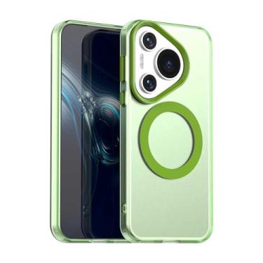 Imagem de Capa compatível com Huawei Pura 70 Pro, compatível com Magsafe, capa magnética à prova de choque, compatível com Huawei Pura 70 Pro+ capa verde