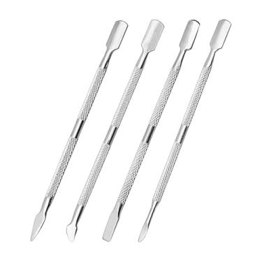 Imagem de Ferramenta de empurrador de cutícula, removedor de cutículas profissional, removedor de cutículas, empurrador de cutícula de metal de dupla face, ferramentas de limpeza de esmalte de manicure