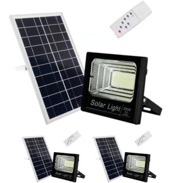 Imagem de Kit 3x Refletor Solar Fotocélula LED 200W 6500K IP66 Placa Avulsa + Controle
