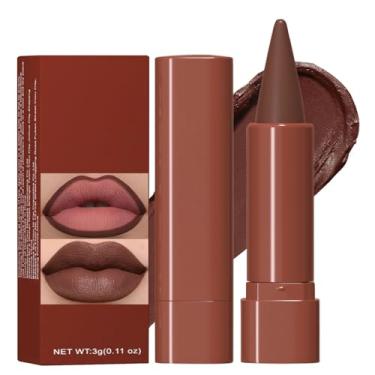 Imagem de Erinde Conjunto de delineador labial 2 em 1 e batom, delineador labial cremoso, cor fosca, marrom escuro, vermelho, lápis de lábios cremoso, alta pigmentação, longa duração, à prova d'água, à prova de
