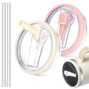 Imagem de 2 pacotes de substituição de tampa de canudo flip de 850 g compatível com Stanley Quencher, substituição de tampa à prova de vazamento para Stanley H2.0 FlowState Tumbler, tampa à prova de