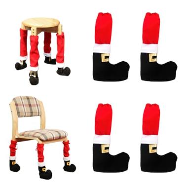 Imagem de 4 peças de meias de mesa de Natal, capas para pés de cadeira de Natal, protetor de chão para móveis, decoração de casa, festa de Natal