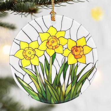 Imagem de Enfeites de Natal, enfeite de flor de nascimento de cerâmica de 7 cm, decoração de Natal, enfeites de árvore de Natal, decorações de Natal para árvores, enfeites de férias, presentes de flores de