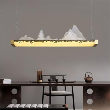 Imagem de OUFULA Contemporâneo LED Restaurante Lâmpada Pingente Estilo Chinês Retro Criatividade Bar Balcão Sala de Estar Quarto Estudo Hotel Chá Lustre (Estilo 32 L121CM)