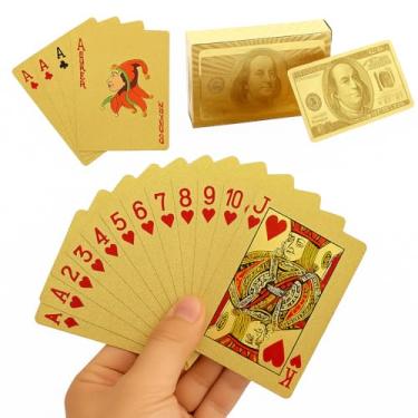 Imagem de Baralho de Cartas Dourado, Impermeável, Para Jogo Truco, Poker Resistente a Agua, Anti Rasgo, Ouro