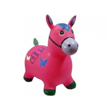 Imagem de Cavalinho Upa Upa Grande Pula Pula Musical – Brinquedo Inflável de Borracha Resistente, Coordenação Motora e Diversão Infantil – Cor Rosa
