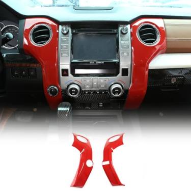 Imagem de LLKUANG ABS Console central ar condicionado saída de ar decoração moldura capa guarnição para Toyota Tundra 2014-2020 modificação acessórios (vermelho)