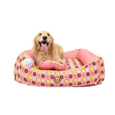 Imagem de Cama para Cachorro e Gato Donuts, Rosa, 65x53x18 cm, Poliéster com Fibra Siliconada