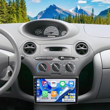 Imagem de Estéreo automotivo Qualcomm Android de 8 núcleos para Toyota Yaris 1999-2005/ECHO 2000-2002, tela sensível ao toque de 9 polegadas com CarPlay Android Auto 4G + 64G Ventilador de resfriamento