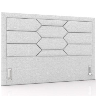 Imagem de Cabeceira Cama Box Queen 160cm Estofada Nora P05 Linho Cinza Claro - Lyam Decor