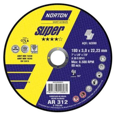 Imagem de Disco Corte 7 x 1/8 x 7/8 Pol. Super Ar312 - NORTON-66252899863