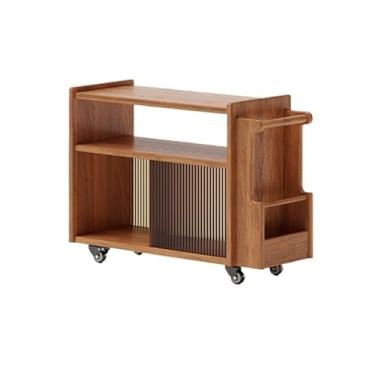 Imagem de Mesa lateral minimalista com rodas para sofá e mesa lateral para armário doméstico (natural)