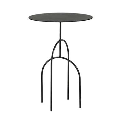 Imagem de Mesa lateral lateral de metal, mesa de canto para pequenos espaços, mesa de cabeceira redonda pequena, mesa lateral interna e externa, mesa de lanche com destaque para pátio, antiferrugem e à prova