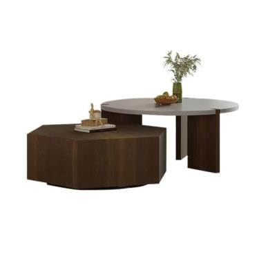 Imagem de Mesa de centro de design simples, moderna, minimalista, redonda, conjunto de mesa de centro pequena para sala de estar, design minimalista para sala de estar