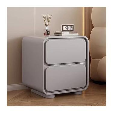 Imagem de Mesa de cabeceira de cor sólida coelho fofo sem instalação mesa de cabeceira minimalista de madeira maciça grande capacidade gaveta dupla armazenamento mesa de cabeceira móveis de cabeceira (cor