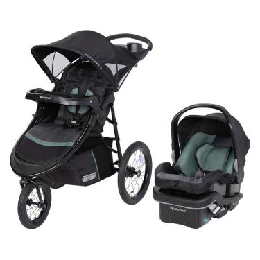 Imagem de Carrinho de Bebê Travel System com Assento Reclinável em Múltiplas Posições, 2 Porta-Copos e Roda Giratória Frontal Travável, Baby Trend