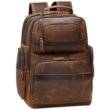 Imagem de Mochila Unissex de Couro para Laptop, TIDING TD 3563Futi, Marrom