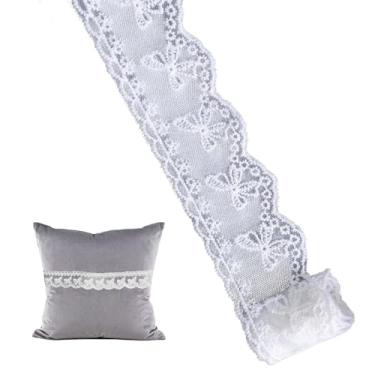 Imagem de NIIIYTYB 5 metros de renda branca para costura fita de acabamento de ilhós de algodão para artesanato e decoração de tecido Fita grossa de 3,5 cm de largura para envolver casamento projetos bonitos