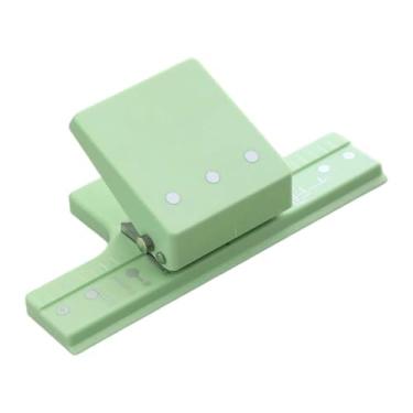 Imagem de KiBcsLic Perfurador de papel com 3 furos, para cartões escolares, fotos, capacidade para 5 folhas, álbuns de bricolage resistentes, para escritório, Verde