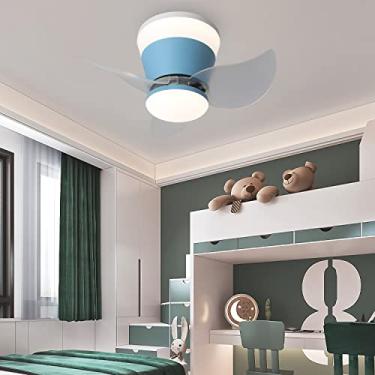 Imagem de Ventiladores de teto silenciosos para quartos infantis com luzes e motor DC reversível remoto 6 velocidades LED Ventiladores de teto com luz de 3 cores com lâmpadas e temporizador verão e in