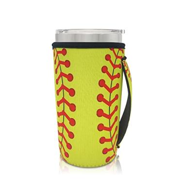 Imagem de Suporte de tampa de copo com mangas isoladas de neoprene compatível com copo de 590 ml, YETI Rambler de 590 ml, SUNWILL, RTIC, Trenta, a maioria dos copos de café gelados (softball)