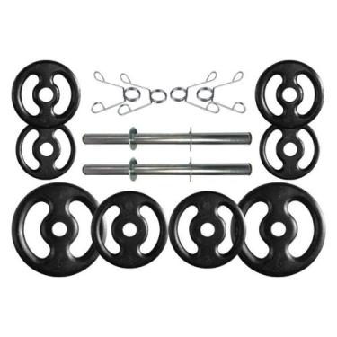 Imagem de Kit com Barras de Halteres e Anilhas de Ferro Fundido - 22 Kg - 2M FIT