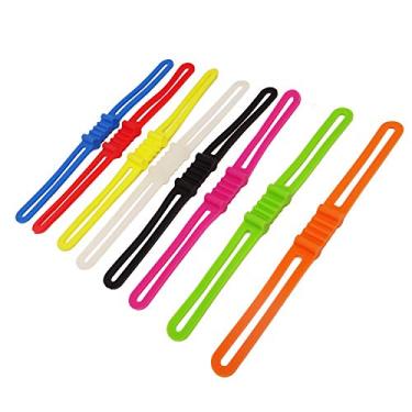Imagem de Honbay 8 peças, edição estendida, pulseira elástica de silicone, suporte de lanterna, faixas fixas, suporte de luz para capacete para bicicleta de ciclismo (8 cores, 19 cm)