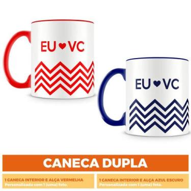 Imagem de Caneca Dupla Personalizada Eu Amo Você com 2 Fotos - Amo Canecas