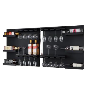 Imagem de 2 Adegas Vinho Barzinho Grande Decoração Mdf Bebidas(Preto)