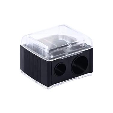 Imagem de Afiador de lápis com furos duplos, apontadores de maquiagem, multiuso, presentes para meninas, artigos de papelaria, cosméticos pretos (preto)