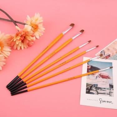 Imagem de Yctze Conjunto de Pincéis de Pintura de Cabelo de Lobo Puro de 6 Peças - Versátil Guache, Aquarela e Pincéis de óleo para Artistas - Tubos de Alumínio Cromados