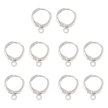 Imagem de 10 peças de brinco de argola de latão banhado a platina real com puxador traseiro com laço para mulheres brincos de fabricação de joias - 14,7 x 11,7 x 2 mm