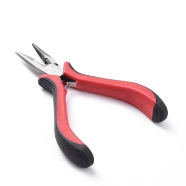 Imagem de 1 alicate de nariz de corrente de aço carbono, ferramenta de corte de fio de mandíbula serrilhada vermelha para reparo de joias, suprimentos, 14 cm de comprimento